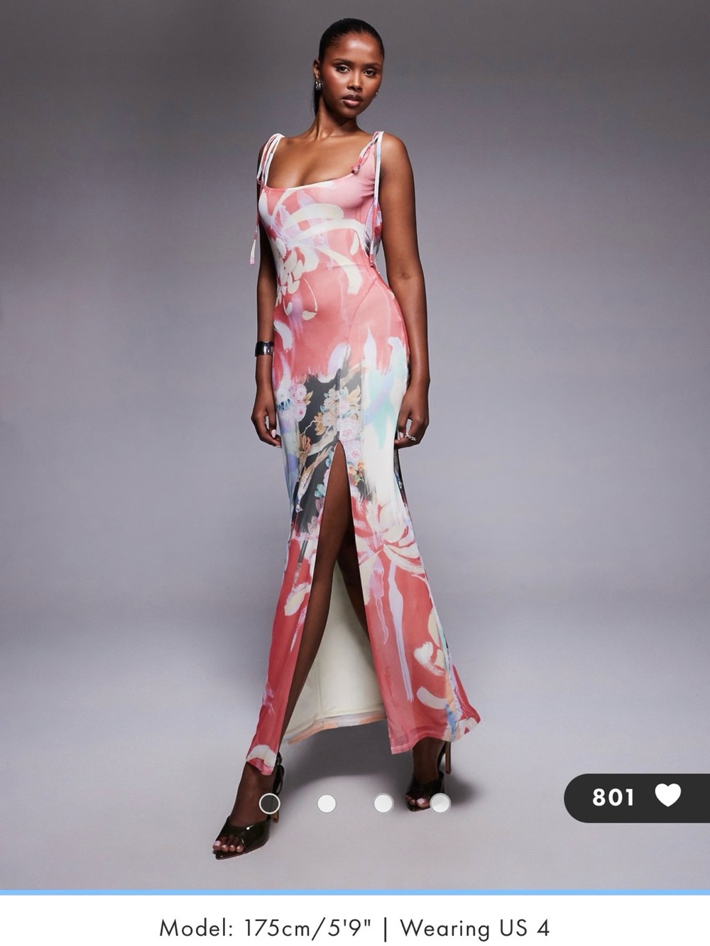 ASOS Square Neck, Cowl Back, Floral Pink Maxi Dress